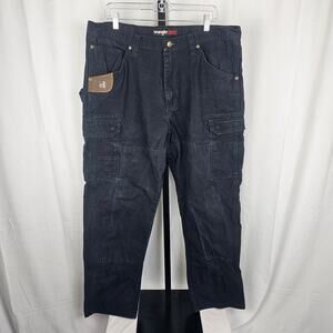 Wrangler RIGGS Workwear Black Utility Cargo Pants 38x32 100% Cotton Rugged Fit